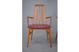 tqo mid century teak EVA dining carver chairs with new burgundy upholstery