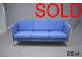 Modern box 3 seat sofa | blue fabric upholstery