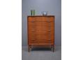 Vintage Danish chamfered edge teak chest with lip handles. SOLD