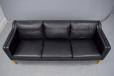 Danish design 3-seater black leather box sofa with oak legs - view 4