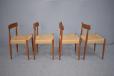 Mogens Kold produced 4 teak dining chairs restored to perfect as new condition. 