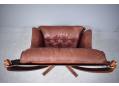 Norwegian Falcon armchair with low back and cognac leather upholstery