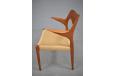 Vintage teak model 55 armchairs and model 71 dining chairs by Niels Moller