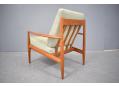 Midcentury Danish armchair in teak for reupholstery designed by Grete Jalk.