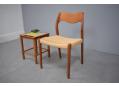 Model 71 teak framed dining chair with woven papercord  seat by Niels Moller.