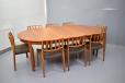 Vintage circular dining table in teak on triangular legs - view 4