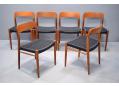 Niels Moller design set of 6 model 75 chairs with original black papercord seats.