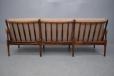 Rosewood frame 3 seater sofa with leather cushions by Torbjorn Afdal