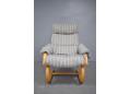 Beech & fabric high back easy chair made in Denmark.