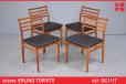 Set of 4 vintage teak dining chairs with leather upholstery | Erling Torvitz design - view 1