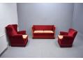 Red velour 2 seat sofa | Reclining armrests - view 11