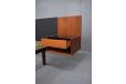 Bedside tables in teak with black (purple solid colour) glass tops and single drawer - GETAMA ge705
