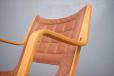 AX chair with beech frame and original brown leather designed by peter hvidt and orla molgaard