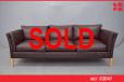 Vintage 3 seat brown leather box sofa | Stouby - view 1