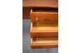 1960s vintage teak desk with 3 drawers set in 2 banks. Top drawer is lockable