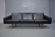 Midcentury design 3 seater sofa in black leather by Mikael Lauersen