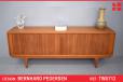 Large vintage teak sideboard with tambour doors by Bernhard Pedersen - view 1