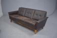 Vintage brown leather & rosewood 3 seat sofa by Svend Skipper  - view 6