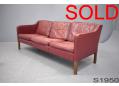 Burgundy leather 3 seat sofa | Danish design