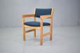 Armchair in beech with new dark green upholstered seat and back - Model ge151