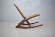 1960s vintage teak rocking chair with original woven cord seat and back