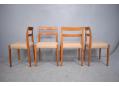 Model Garmi dining chair in teak & beige fabric. 