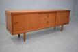 Long low danish design sideboard in teak with sliding doors and 4 drawers - BRAMIN