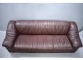 Brown colour buffalo leather upholstered Danish 3 seat sofa.