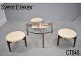 Vintage rosewood glass top lounge table |with 3 stools | Svend Ellekaer design