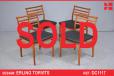 4 vintage teak dining chairs - new leather upholstery - view 1