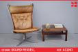 Vintage high back FALCON chair in Tan leather | Sigurd Ressell - view 1