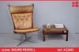 Vintage high back FALCON chair in Tan leather | Sigurd Ressell - view 1