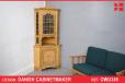 Antique oak corner cabinet with leaded glass door - view 1