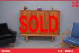 Vintage teak small sideboard cabinet with locking doors - view 1