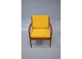 Vintage Grete Jalk armchair model PJ56 in teak and yellow boucle upholstery. SOLD