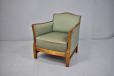 1970s vintage brown leather upholstered wing back armchair