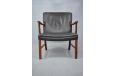 Ole Wanscher vintage rosewood armchair in black leather