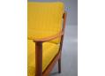 Elegant and comfortable armchair in teak and bright yellow upholstery - PJ 112