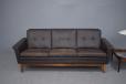 Vintage brown leather & rosewood 3 seat sofa by Svend Skipper  - view 10