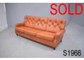 3 seat sofa in soft orange colour leather | 1970s Danish made