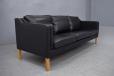 Danish design 3-seater black leather box sofa with oak legs - view 5