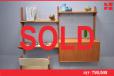 Vintage teak shelving system with 3 shelves and cabinet - view 1