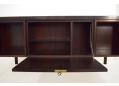 Rear bar cabinet with drop front & single shelf.