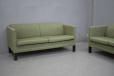 2 seater box frame sofa in green fabric upholstery