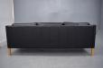 Danish design 3-seater black leather box sofa with oak legs - view 6
