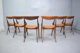 Set of 6 Model 71 dining chairs in teak with vinyl wrapped handles designed 1959 by Arne Hovmand Olsen for sale