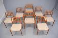 Set of 8 Neils moller model 83 & 66 dining chairs in teak with new SAND woven seats