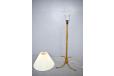 vintage brass standard lamp with white pleated shade