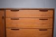 Vintage sideboard with sliding doors and drawers storage designed by Ib Kofod Larsen in teak