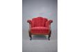 Antique danish armchair in red velour upholstery 